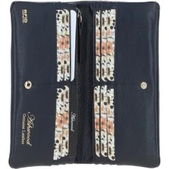 14 Card RFID Protected XL Leather Purse Navy: S-4