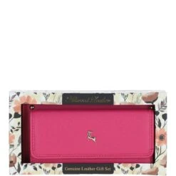 14 Card RFID Protected XL Leather Purse Raspberry: J-54