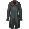 3/4 Hooded Toscana Sheepskin Coat Green : Malaska -Luxe Style Central 3 4 hooded toscana sheepskin coat green malaska p867 3747 image