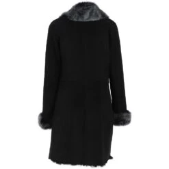 3/4 Length Toscana Suede Leather Coat Black : 5055 -Luxe Style Central 3 4 length toscana suede leather coat black 5055 p6277 22594 image