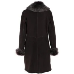 3/4 Length Toscana Suede Leather Coat Brown : 5055 -Luxe Style Central 3 4 length toscana suede leather coat brown 5055 p6278 22598 image