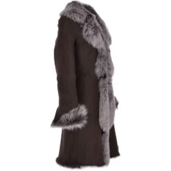 3/4 Length Toscana Suede Leather Coat Brown : Lysa -Luxe Style Central 3 4 length toscana suede leather coat brown lysa p3723 16117 image