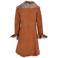 3/4 Length Toscana Suede Leather Coat Tan : Lysa -Luxe Style Central 3 4 length toscana suede leather coat tan lysa p3724 16120 image