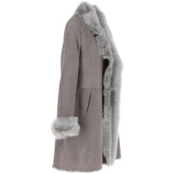 3/4 Length Toscana Suede Leather Coat Topo : 5055 -Luxe Style Central 3 4 length toscana suede leather coat topo 5055 p6280 22607 image