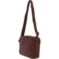 3 Section Vintage Woven Leather Shoulder Bag Cognac : D-71 -Luxe Style Central 3 section vintage woven leather shoulder bag cognac d 71 p4241 18165 image