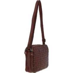 3 Section Vintage Woven Leather Shoulder Bag Cognac : D-71 -Luxe Style Central 3 section vintage woven leather shoulder bag cognac d 71 p4241 18167 image