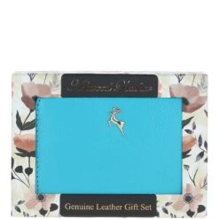 6 Card RFID Protected Zip Around Leather Purse Blue Atoll: J-57