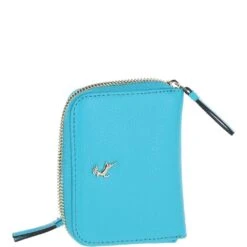 6 Card RFID Protected Zip Around Leather Purse Blue Atoll: J-57 -Luxe Style Central 6 card rfid protected zip around leather purse blue atoll j 57 p5966 21326 image