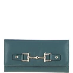 7 Card RFID Protected Large Leather Purse Green: Z-79