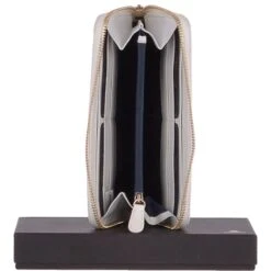 8 Card Zip Around Large Leather Purse White/Snake : Ash-20