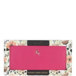 8 Card Zip Around RFID Protected Large Leather Purse Raspberry: J-51