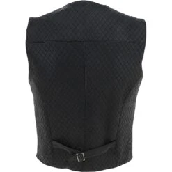 All Leather Diamond Stitched Waistcoat Black : G-X W/Coat -Luxe Style Central all leather diamond stitched waistcoat black g x w coat p4158 17774 image