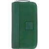 4 Card Zip Around Suede And Leather Purse Green: S-20