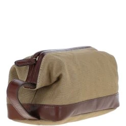 Canvas Leather Wash Bag Brandy/beige: LOU -Luxe Style Central ashwood canvas leather wash bag brandy beige lou p6450 23503 image