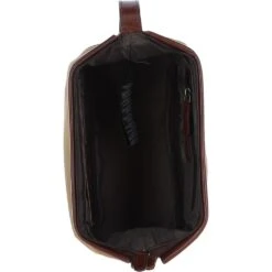 Canvas Leather Wash Bag Brandy/beige: LOU -Luxe Style Central ashwood canvas leather wash bag brandy beige lou p6450 23504 image