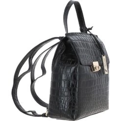 Crocodile Print Leather Backpack Black: C-51 -Luxe Style Central ashwood crocodile print leather backpack black c 51 p5408 19646 image