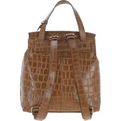 Crocodile Print Leather Backpack Tan: C-51 -Luxe Style Central ashwood crocodile print leather backpack tan c 51 p5411 19657 image