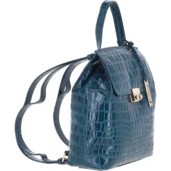 Crocodile Print Leather Backpack Teal: C-51 -Luxe Style Central ashwood crocodile print leather backpack teal c 51 p5412 19654 image
