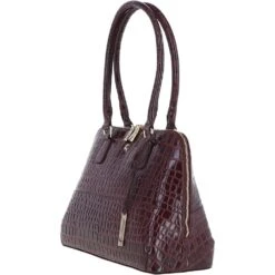 Crocodile Print Zip Around Leather Tote Bag Bordeaux: C-53 -Luxe Style Central ashwood crocodile print zip around leather tote bag bordeaux c 53 p5419 19588 image