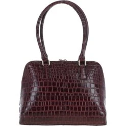 Crocodile Print Zip Around Leather Tote Bag Bordeaux: C-53 -Luxe Style Central ashwood crocodile print zip around leather tote bag bordeaux c 53 p5419 19589 image