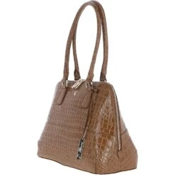 Crocodile Print Zip Around Leather Tote Bag Tan: C-53 -Luxe Style Central ashwood crocodile print zip around leather tote bag tan c 53 p5421 19596 image