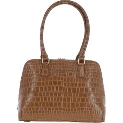 Crocodile Print Zip Around Leather Tote Bag Tan: C-53 -Luxe Style Central ashwood crocodile print zip around leather tote bag tan c 53 p5421 19597 image
