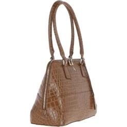 Crocodile Print Zip Around Leather Tote Bag Tan: C-53 -Luxe Style Central ashwood crocodile print zip around leather tote bag tan c 53 p5421 19598 image