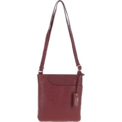 Curve Zip Top Leather Cross Body Bag Aubergine/Croc: CURVE