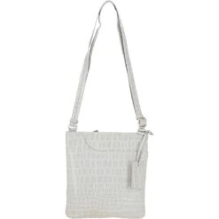 Curve Zip Top Leather Cross Body Bag Bone/Croc: CURVE