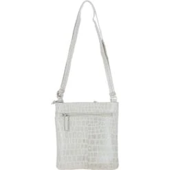 Curve Zip Top Leather Cross Body Bag Bone/Croc: CURVE -Luxe Style Central ashwood curve zip top leather cross body bag bone croc curve p6622 24166 image