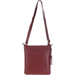 Curve Zip Top Leather Cross Body Bag Burgundy/Croc: CURVE