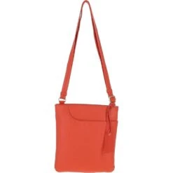 Curve Zip Top Leather Cross Body Bag Orange: 63028