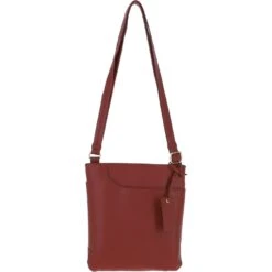 Curve Zip Top Leather Cross Body Bag Red: 63028