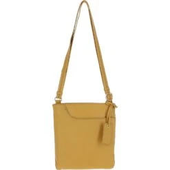 Curve Zip Top Leather Cross Body Bag Yellow: 63028