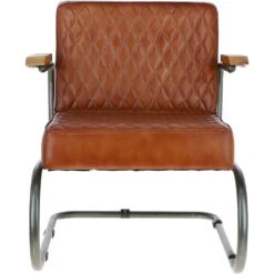 Deep Padded Leather Seat With Metal Frame Tan HD-F-2967