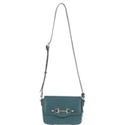 Flap Over Leather Crossbody Bag Green: Z-75