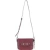 Flap Over Leather Crossbody Bag Wine: Z-75