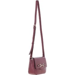 Flap Over Leather Crossbody Bag Wine: Z-75 -Luxe Style Central ashwood flap over leather crossbody bag wine z 75 p7014 25610 image