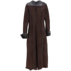 Full Length Toscana Suede Leather Coat Brown: Squisita -Luxe Style Central ashwood full length toscana suede leather coat brown squisita p6824 25118 image