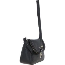 Ladies Large Flap Over Leather Shoulder Bag Black: J-16 -Luxe Style Central ashwood ladies large flap over leather shoulder bag black j 16 p5911 20939 image