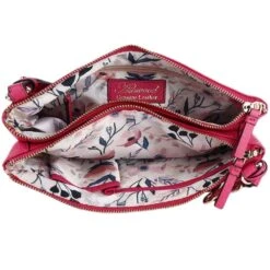 Ladies Two Sections Leather Shoulder Bag Raspberry: J-18 -Luxe Style Central ashwood ladies two sections leather shoulder bag raspberry j 18 p5918 21026 image