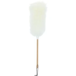 Lambswool Duster With Solid Wooden Handle Natural: Dusty -Luxe Style Central ashwood lambswool duster with solid wooden handle natural dusty p5786 20636 image