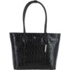 Leather Crocodile Print Shopper Bag Black: C-56 -Luxe Style Central ashwood leather crocodile print shopper bag black c 56 p5433 19571 image
