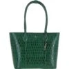 Leather Crocodile Print Shopper Bag Green: C-56 -Luxe Style Central ashwood leather crocodile print shopper bag green c 56 p5435 19567 image
