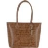 Leather Crocodile Print Shopper Bag Tan: C-56 -Luxe Style Central ashwood leather crocodile print shopper bag tan c 56 p5436 19579 image
