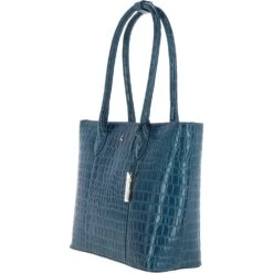 Leather Crocodile Print Shopper Bag Teal: C-56 -Luxe Style Central ashwood leather crocodile print shopper bag teal c 56 p5437 19564 image