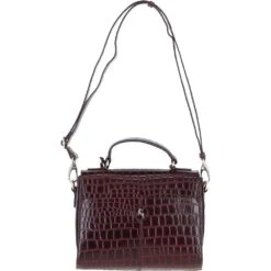 Leather Crocodile Print Shoulder Bag Bordeaux: C-55 -Luxe Style Central ashwood leather crocodile print shoulder bag bordeaux c 55 p5429 19629 image