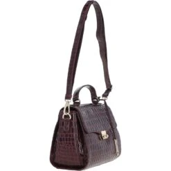Leather Crocodile Print Shoulder Bag Bordeaux: C-55 -Luxe Style Central ashwood leather crocodile print shoulder bag bordeaux c 55 p5429 19630 image
