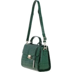 Leather Crocodile Print Shoulder Bag Green: C-55 -Luxe Style Central ashwood leather crocodile print shoulder bag green c 55 p5430 19632 image