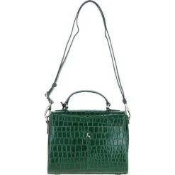 Leather Crocodile Print Shoulder Bag Green: C-55 -Luxe Style Central ashwood leather crocodile print shoulder bag green c 55 p5430 19633 image